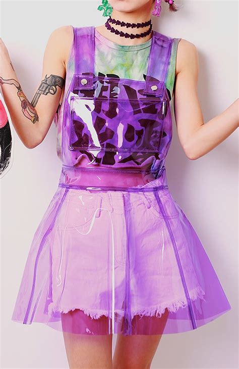 Image Of Purple Clear Vinyl Overall Dress