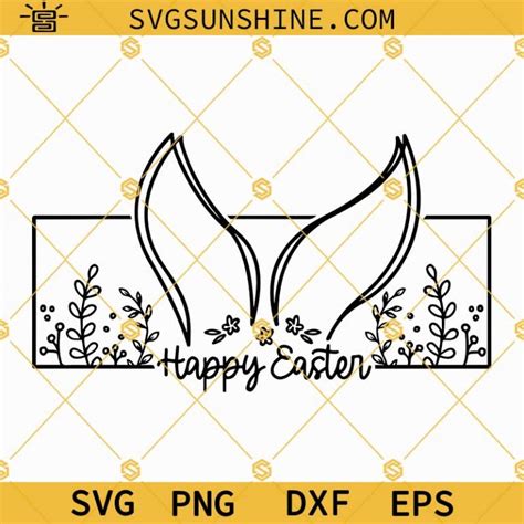 Bunny Ears Wildflowers Happy Easter Svg Spring Svg Wildflowers Svg