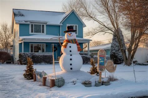 Boneco De Neve Um Sinal De Boas Vindas Em Um Jardim Da Frente