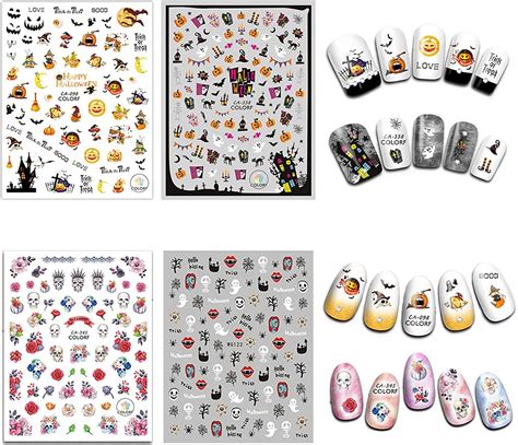 Pcs Halloween Nail Art Stickers Decals Kalolary Self Adhesive Diy