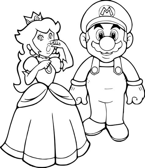 Coloriage Mario Et Peach Imprimer