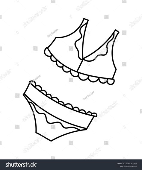 Summer Frilly Bikini Swimwear Hand Drawn Stock Vector Royalty Free Shutterstock