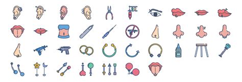 Collection Of Icons Related To Piercing Including Icons Like Ear Piercing Nose Ring And More