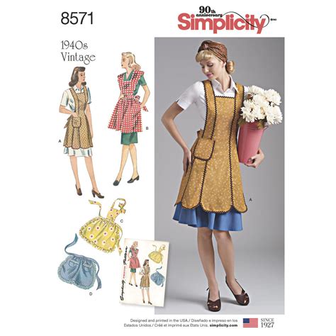 Simplicity Pattern S8571 Misses Vintage 1940s Aprons