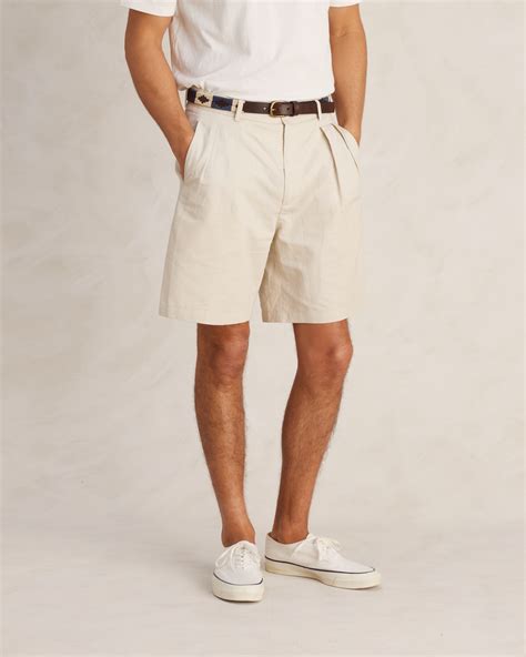 Beige Pleated Chino Shorts P Johnson