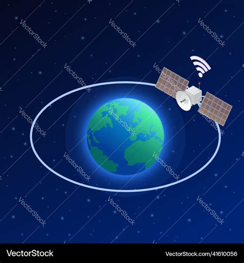 Artificial Satellite Isometric Composition Vector Image