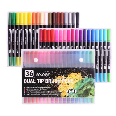 Buy Dual Tip Brush Pens 36 Colors Brush Fineliner Pens Colouring Pens