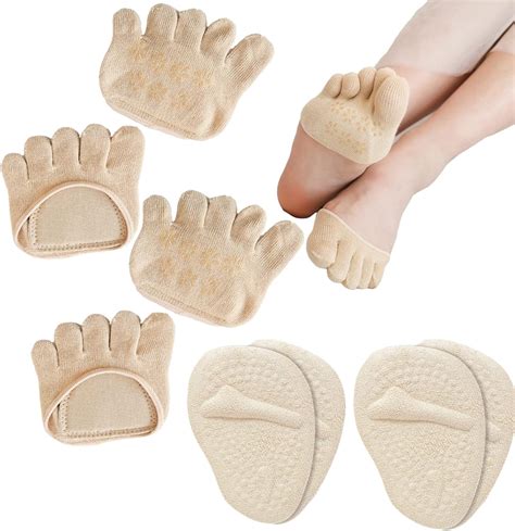 4 Pairs Metatarsal Pads For Women Beige Ball Of Foot Cushions Forefoot Pads Heel