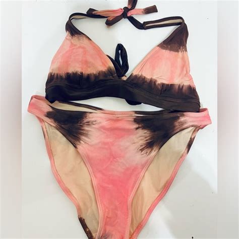 Swim Dip Dye Tie Dye 2 Piece Bikini Set Y2k Triangle Halter Top Poshmark