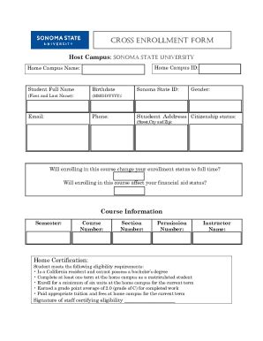 Fillable Online Cross Enrollment Form Fax Email Print Pdffiller