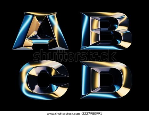 3d Rendering Glossy Chrome Letters Shining Stock Illustration ...