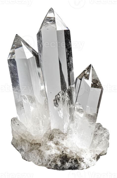 Clear Quartz Crystal Cluster On A Natural Surface Cut Out Stock 50479782 Png