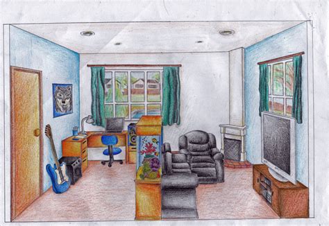 One Point Perspective Bedroom Drawing at GetDrawings | Free download