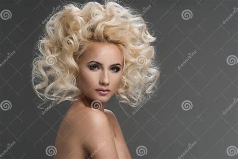 Portrait Of A Woman With Long Blonde Hair Stock Photo Image Of