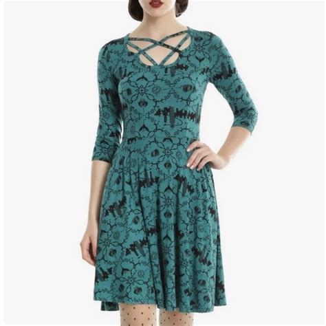 Hot Topic Dresses Hot Topic Fantastic Beasts Strappy Icons Dress Green Emo Goth Grunge Y2k