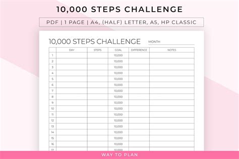 10,000 Steps Challenge, 10k Steps Challenge, Monthly Steps Challenge ...