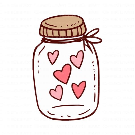 Jar Full of Hearts svg Valentine's clipart glass jar | Etsy