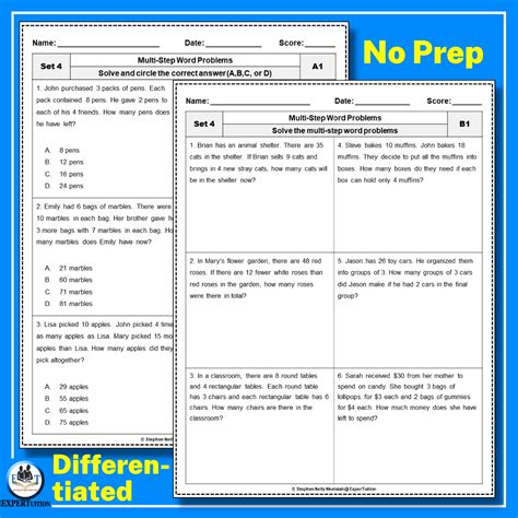 Multistep Word Problems 4th Grade 4oaa3 Magicore Worksheets Library