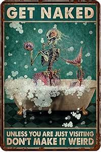 Amazon DORNANEN Mermaid Skeleton Vintage Tin Signs Get Naked