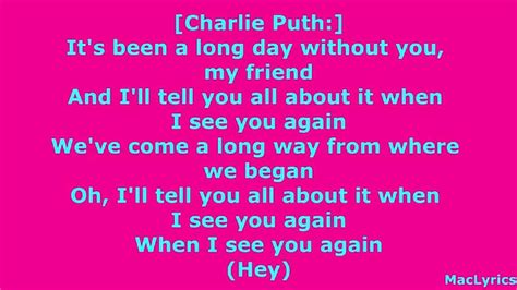 See you again (Lyrics video) - YouTube