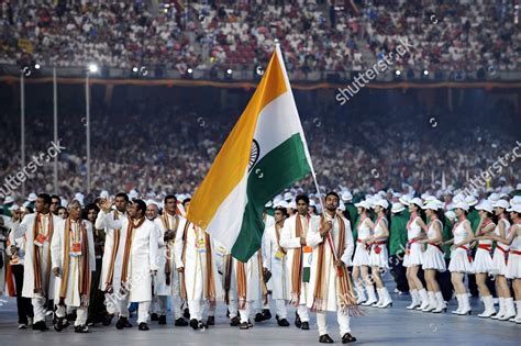 Indian Flag Bearer Rajvardhan Singh Rathore Editorial Stock Photo