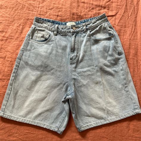 Nude Lucy Denim Shorts Mid Thigh Length Depop
