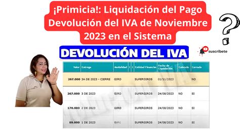 Primicia Liquidación del Pago Devolución del IVA de Noviembre 2023