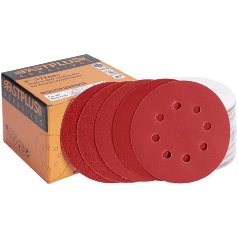 FASTPLUS 100Pcs Sanding Discs 125mm Sanding Discs Pads 5 Inch 8 Hole