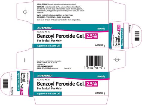 Perrigo Benzoyl Peroxide Gel Package Insert Prescribing Info