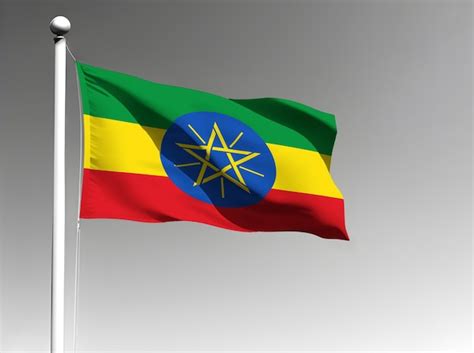 Premium Photo Ethiopia National Flag Waving On Gray Background