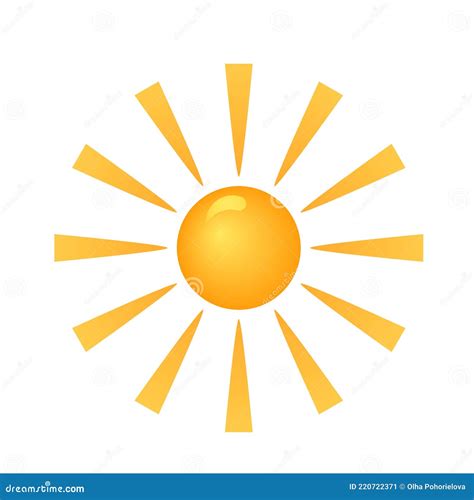 Orange Sun Icon With Rays Vector Illustration Isolated Stock Vector