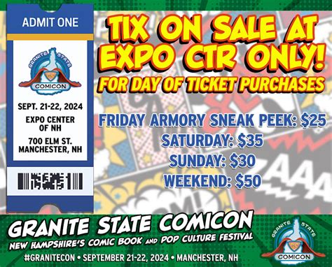 Get Tickets Online Granite State Comic Con