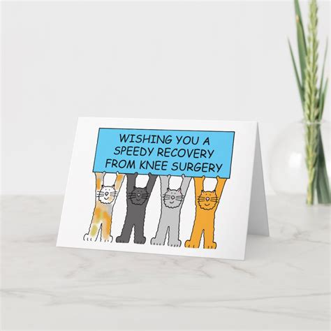 Knee Surgery Speedy Recovery Cartoon Cats Card Zazzle