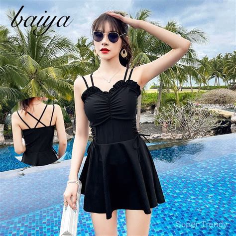 Korean Inspired Solid Color One Piece Swimsuit Sexy Slimming Conceal Imperfections Vacation Hot