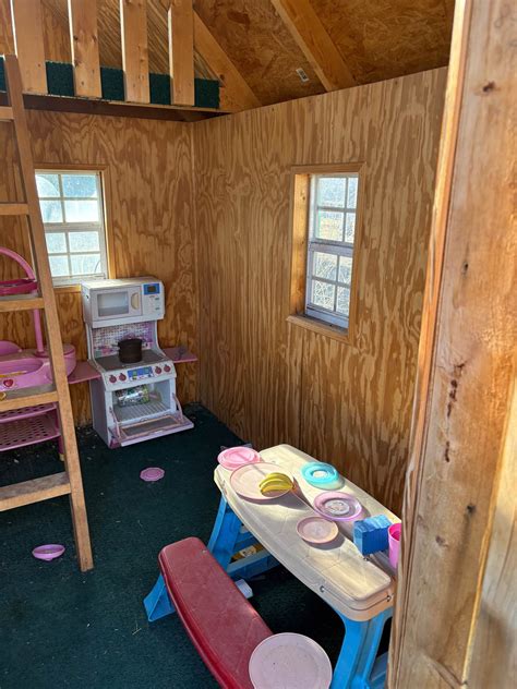Green Playhouse with Loft + Play Kitchens - Play Houses - Upper