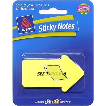 Amazon Avery Sticky Notes See Through 3 X 3 Inches Yellow 50