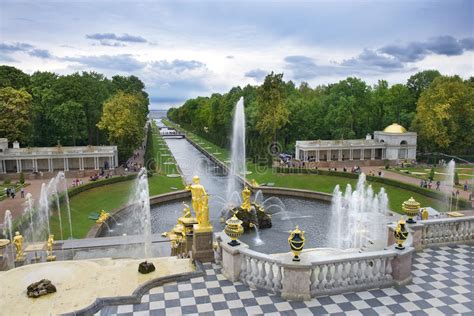 Grand Cascade And Sea Canal In Peterhof Saint Petersburg Russia