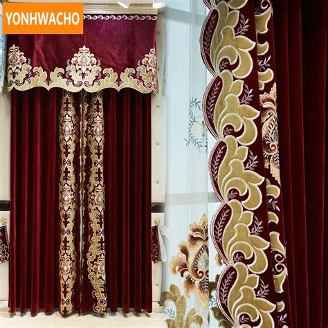 Custom Curtains Luxury Living Room Noble European Embroidered Red Thick