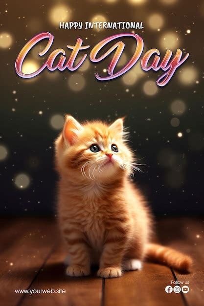 Premium Psd Happy International Cat Day Poster