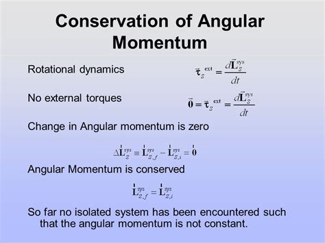 Conservation Of Angular Momentum Equation