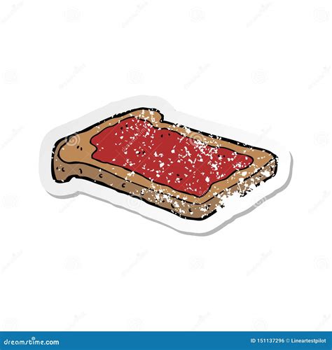 A Creative Retro Distressed Sticker Of A Cartoon Jam On Toast Stock