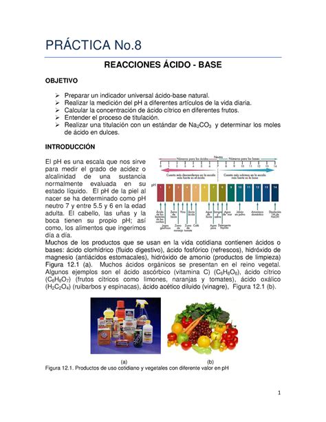 Pr Ctica Reacciones Acido Base Pr Ctica No Reacciones Cido Base