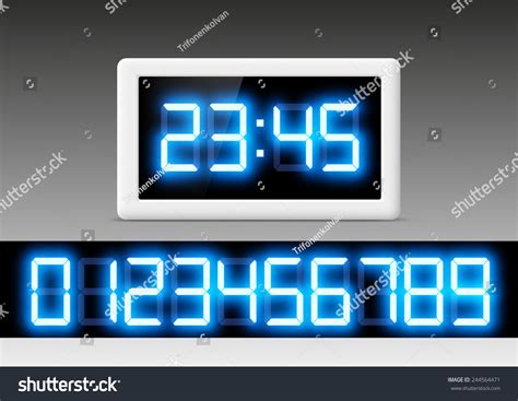 Digital Clock Set Numbers Stock Vector (Royalty Free) 244564471 ...