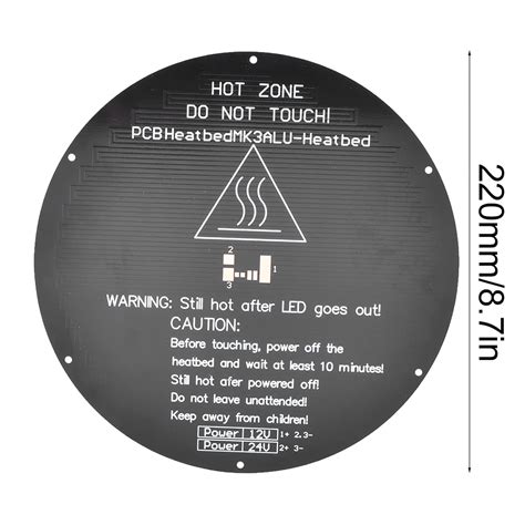 Review 3D Printer Accessories 220x220x5mm Aluminum Substrate Heat Bed 12 24V Round Hot Parts