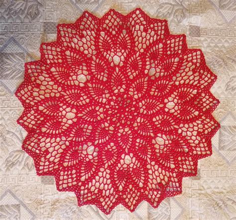 Red Doily Christmas Doily 20 Inches Crochet Doily Round Doily Christmas