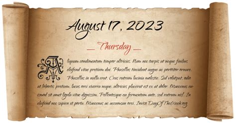 What Day Of The Week Was August 17, 2023?