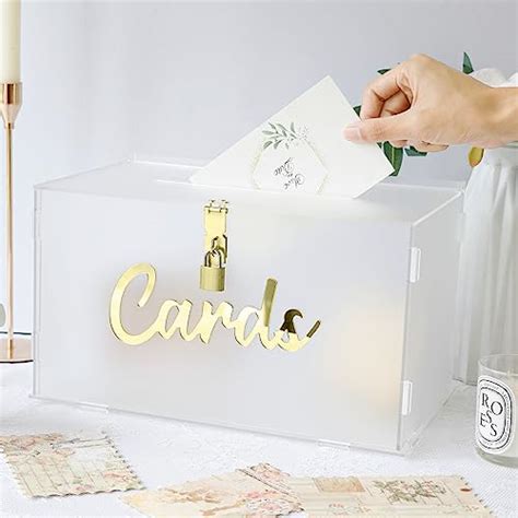 OurWarm Grande boîte à cartes de mariage en acrylique givré avec