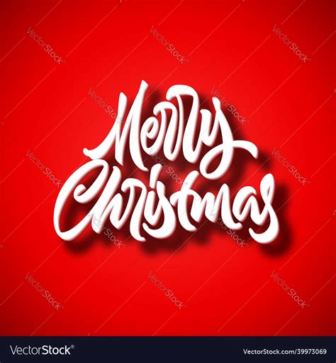 Merry Christmas Calligraphic Hand Drawn Lettering Vector Image