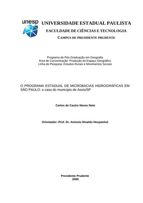 Pdf Faculdade De Ci Ncias E Tecnologia Campus De Ficha