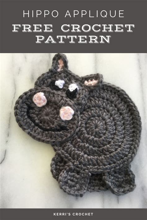 Easy Crochet Hippo Pattern Crochet Applique Crochet Hippo Crochet